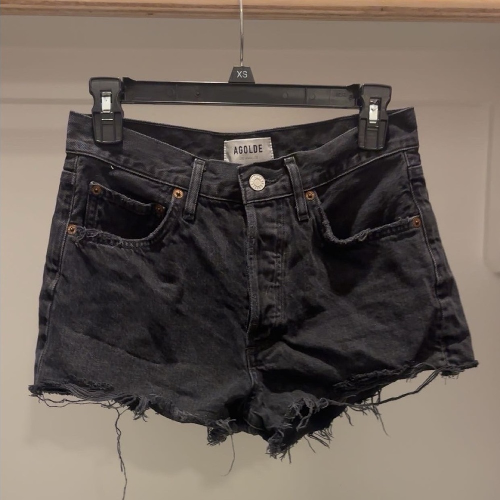 Agolde Distressed Black Jean Shorts